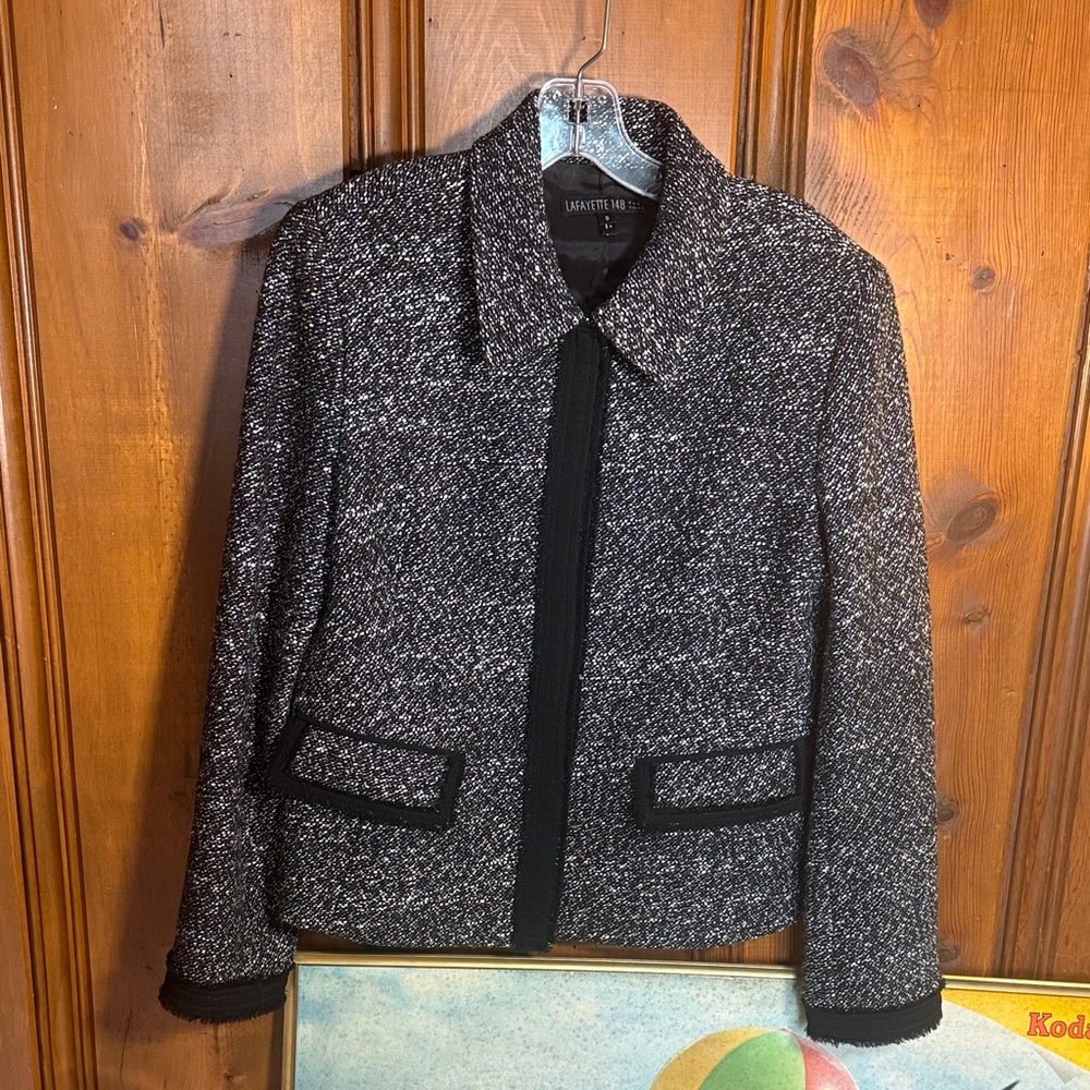 Lafayette 148 New York Black and White Textured Jacket